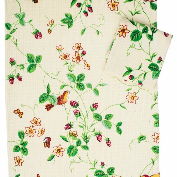 April Cornell Tea Towel Strawberry Fields Cream - Picture 2 of 2
